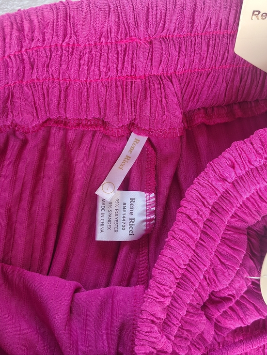 Rene Ricci Crinkle Drawstring Pants in Fuchsia Pink - Picture 10 of 11